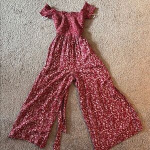 Lulu's Red Shimmery Jumpsuit Romper